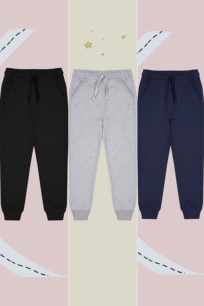 TRENDYOLKIDS Men's Navy Blue-Grey-Black Knitted Sweatpants Set - Lace-up Waist, Pocket TKDAW25EA00000