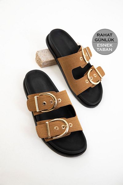 SOHO Camel Suede Women's Slippers 20621