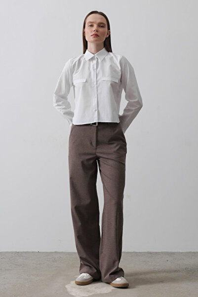 Trendyol Collection Brown Belted Wide Leg/Wide Leg Pants Twoaw26Pl00107