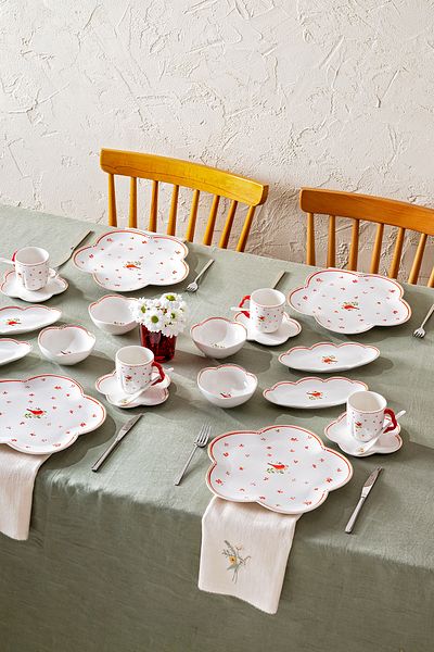 Emsan Myna Porcelain 32 Pieces Breakfast Set for 6