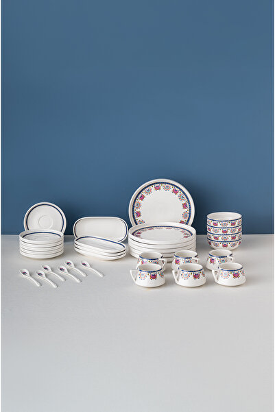 Emsan Ethnic Pink Porselen 32 Parça 6 Kişilik Kahvaltı / Servis Takımı