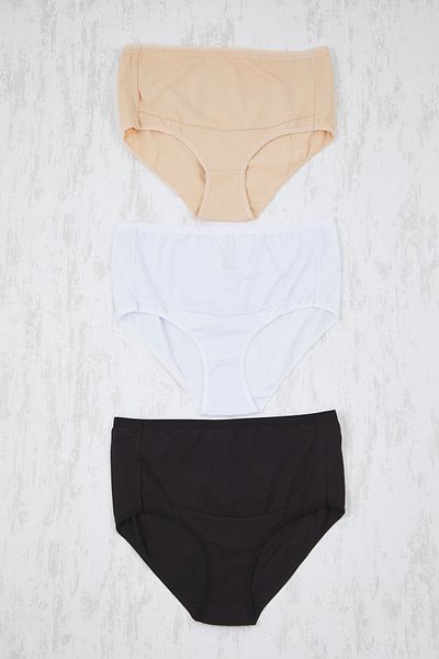 Trendyol Collection Black-White-Tan 3-Piece Lycra Combed Single Jersey Hipster Plain Hipster Panties Thmaw26Ku00010