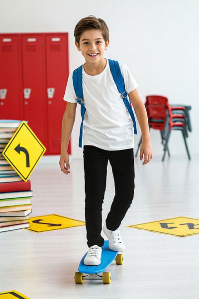 TRENDYOLKIDS Black Boy's 100% Cotton Plain Woven Pants Tkdaw26Pl00002
