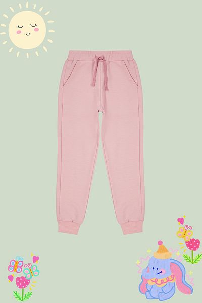 TRENDYOLKIDS Girl Seasonal-Thin Pink Basic Waist Lace-Up Pocket Straight Sweatpants Tkdaw25Ea00000