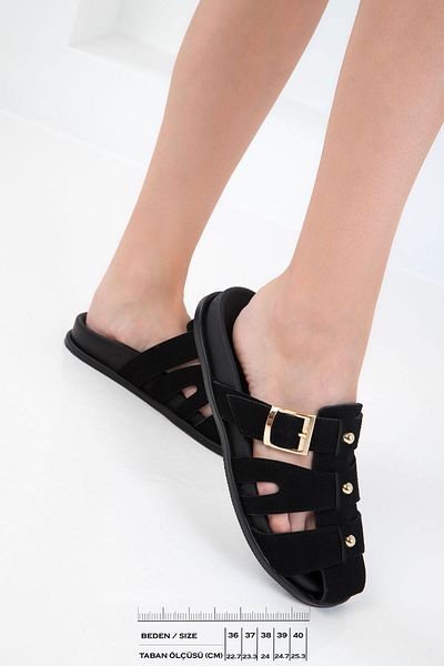 SOHO Black Suede Women's Slippers 20755