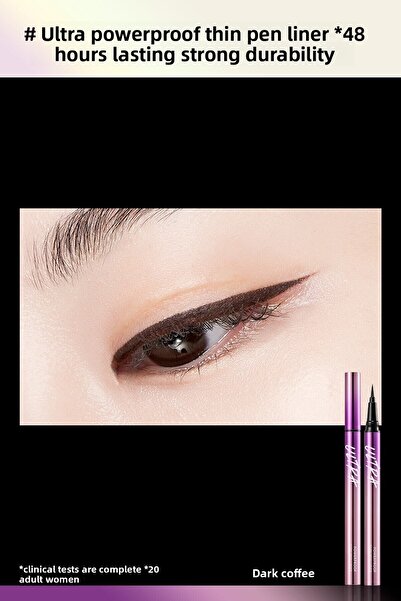 Missha Waterproof, Sweat and Oil Resistant, Lasts up to 48 Hours Ultra Powerproof Thin Pen Liner (Dark Brown)