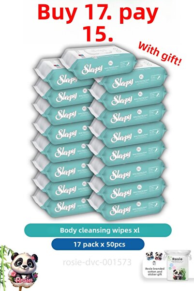 Sleepy روزي، اشتري 17 وادفع 15 مناديل تنظيف الجسم - مقاس XL 50 بوصة