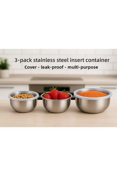 ENASHOP 3-Piece Steel Storage Container (12-14-16 cm) 6 Pieces