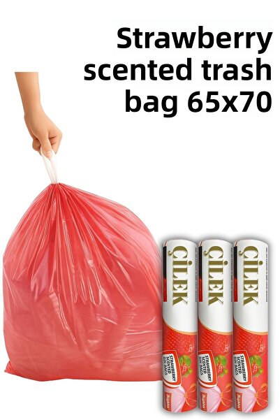 ARVALE 3 عبوات كبيرة الحجم 65×70 كيس قمامة معطر بالفراولة (30 قطعة) كيس قمامة...