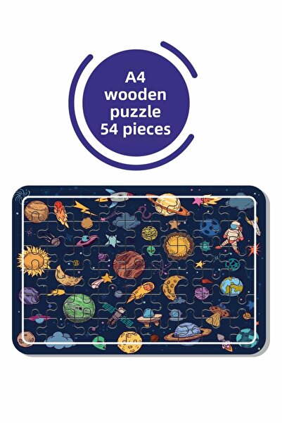 Baskı Atölyesi لغز الفضاء والكواكب مقاس A4 مكون من 54 قطعة، لعبة، منشار تركيب