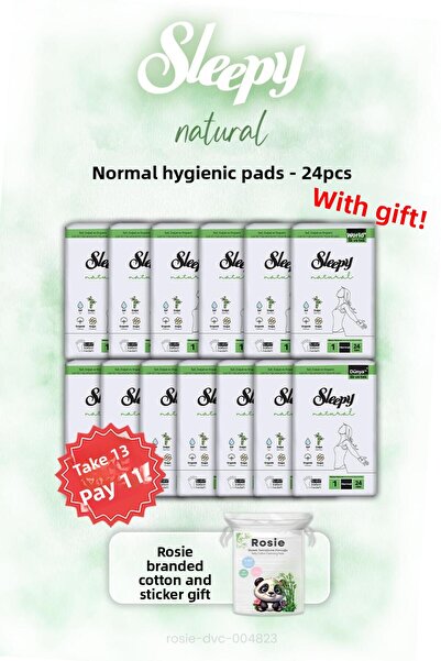 Sleepy اشتري 13 واحصل على 11 فوط صحية 24 عبوة طبيعية عادية وروزي