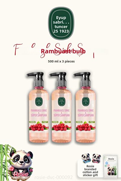 Eyüp Sabri Tuncer Eyüp Sabri Tuncer Raspberry Vinegar Shampoo - 3 Pieces 500 ml Cotton ROSIE