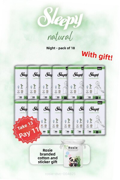 Sleepy اشتري 13 واحصل على 11 Natural Night 18 Pack Night and ROSIE