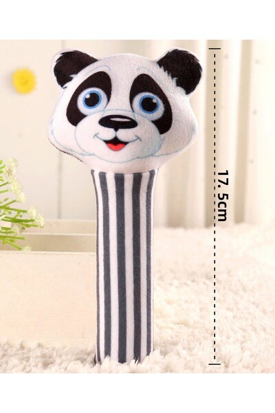 Babyhug Babyhug Panda Face Rattle with Soft Toy - White Black