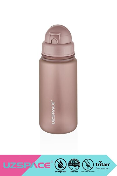 Uzspace زجاجة مياه تريتان سعة 400 مل - مع مصاصة وشماعة، مانعة للتسرب، بدون مادة BPA، بدون رائحة