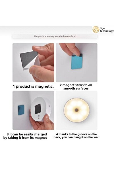 sgeteknoloji 16 Leds with Motion Sensor 400Mah Rechargeable 2 Colors White and Daylight Led Auto Cabinet Interior, Corridor Type-C.