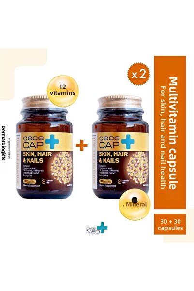 cece med Cececap 12 Vitamins 8 Minerals 2 X 30 Capsules Multivitamins for Healthy Hair and Nails