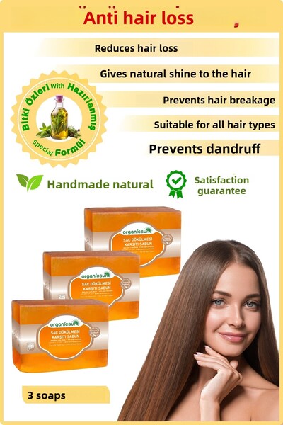 Organicsun 140 Gr x 3 Pieces Natural Hair Loss Anti-Dandruff for All Hair Types