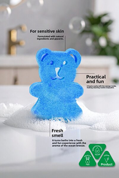 Naturix صابون الأطفال على شكل تيدي بير من إسفنج أوشن فريش، عناية ناعمة للبشرة الحساسة - 150 جرام