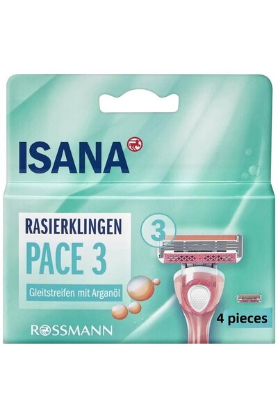 ISANA ماكينة حلاقة احتياطية مكونة من 4 قطع - 3 شفرات