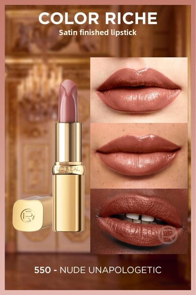 L'Oreal Paris أحمر شفاه كولور ريتش ساتان - 550 نيود أونابوليجيت