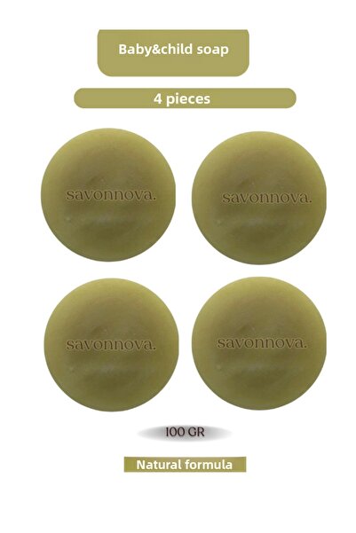 Savonnova صابون الأطفال والرضع المميز 4x100 GR مجموعة صابون صلب للعناية بالبش...