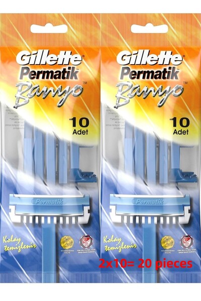 Gillette LAME DE BARBĂ PENTRU BAIE PERMATİK, DE UZ UNIC, PACHET DE 10 (2 PACH...