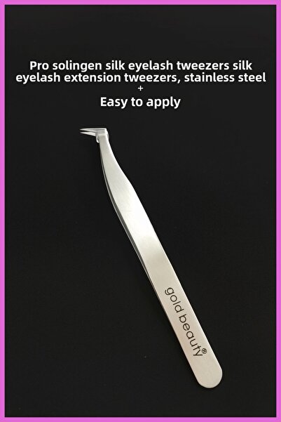 Nera Classy ملاقط رموش حريرية ذهبية احترافية من Solingen، ملاقط تطويل رموش حر...