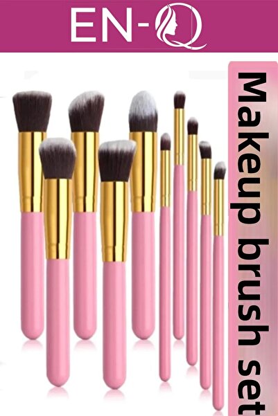 ENQ Σετ πινέλων μακιγιάζ 10 τεμαχίων σε ροζ χρώμα