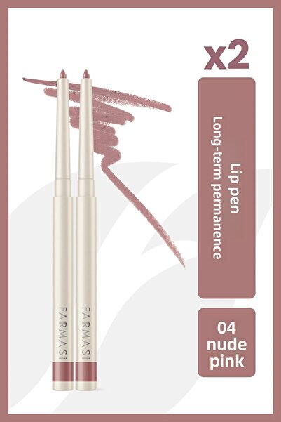Farmasi مجموعة من قطعتين من قلم تحديد الشفاه باللون الوردي العاري (قلم تحديد ...