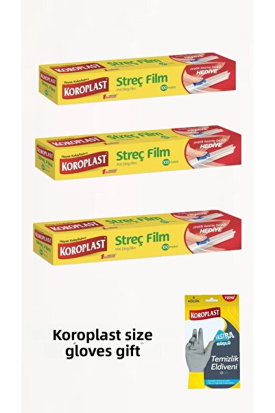 Koroplast 100 Meters Stretch 3 Pcs - Extra Strong Gloves Gift Size S