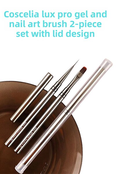 Coscelia LUX PRO GEL AND NAIL ART BRUSH SET OF 2 WITH COVER DESIGN FIBER NANO BRISTLE TECHNOLOGY