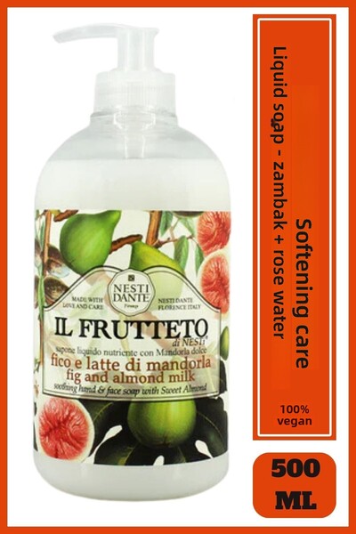 Nesti Dante صابون سائل بالحليب والتين واللوز من إيل فروتيتو، 500 مل |   مهدئ |   زهرة الزنبق، ماء الورد