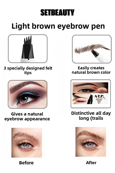 SETBEAUTY قلم تحديد الحواجب مسنن باللون البني الفاتح