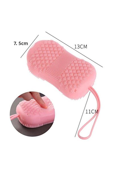 İBOVİA إسفنجة إسفنجية مزدوجة الجوانب من السيليكون لفرك الجسم الخلفي، فرشاة اس...