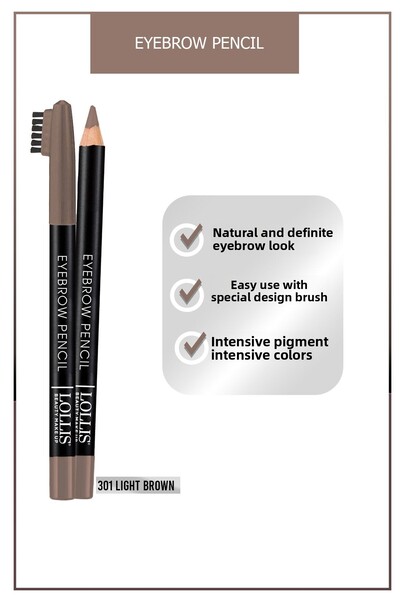 Lollis Eyebrow Pencil 301 Light Brown Eyebrow Pencil That Gives a Natural Look Professional Eyebrow Pencil