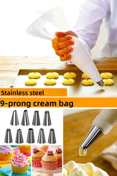 Selenica 10 قطع من أكياس الكريمة ذات الأطراف الفولاذية لتزيين الكيك والكعك