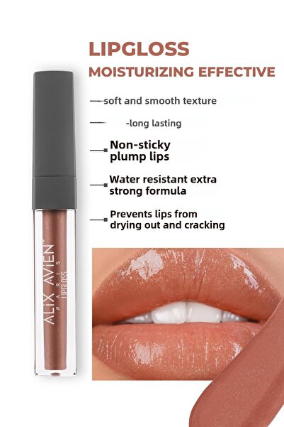 Alix Avien Lipgloss 10 Sweet Caramel - Long-Lasting Non-Sticky Moisturizing L...
