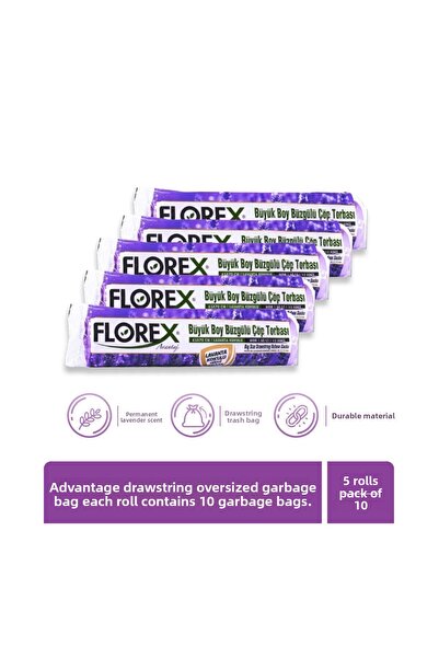 Florex كيس قمامة كبير برباط معطر باللافندر من سلسلة Advantage × 5 لفات