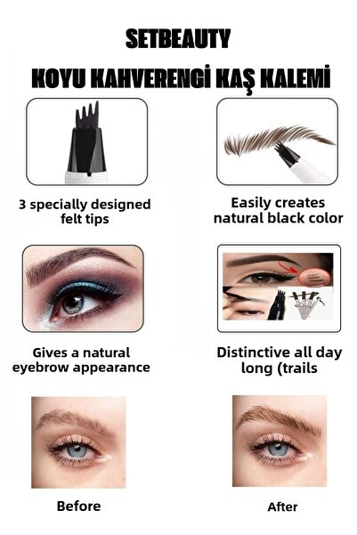 SETBEAUTY قلم تحديد الحواجب مسنن باللون البني الداكن