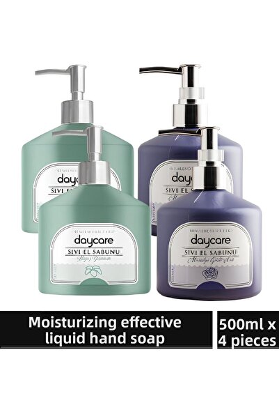 Daycare زهرة الياسمين الأبيض ومرسيليا إيريس 500 مل × 4 قطع - صابون سائل مع تأثير مرطب