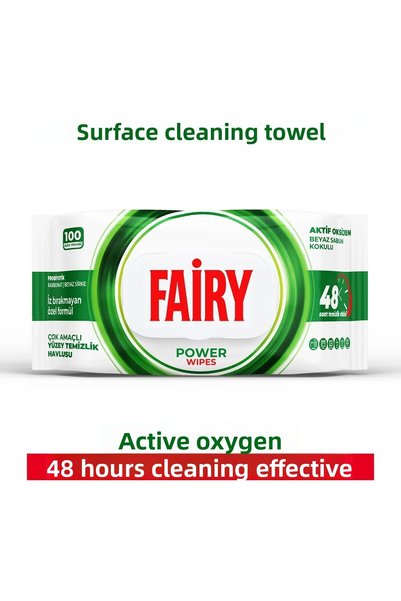 Fairy مناديل تنظيف الأسطح متعددة الأغراض 100 ورقة |   زيت الليمون |   صابون ابيض |   2 حزمة