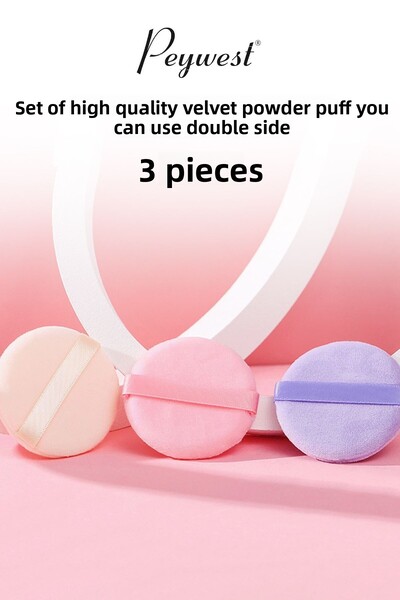 PEYWEST 3-Piece Double Sided Puff Blush Powder Bb Cream Applied Professional Makeup Sponge Set