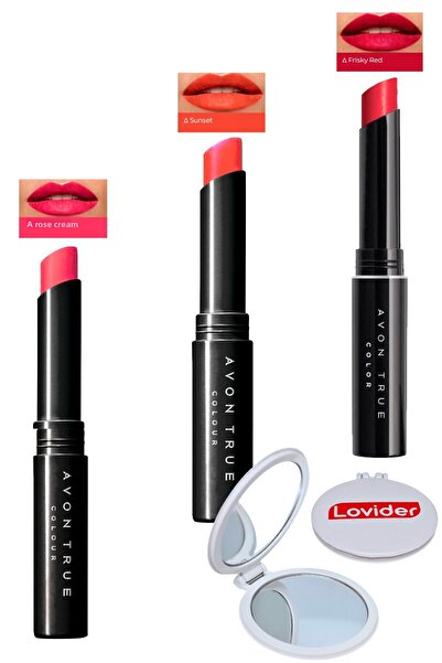 AVON Beauty 3-Piece Lipstick Pack - Rose Creme + Sunset + Frisky Red + Lovide...