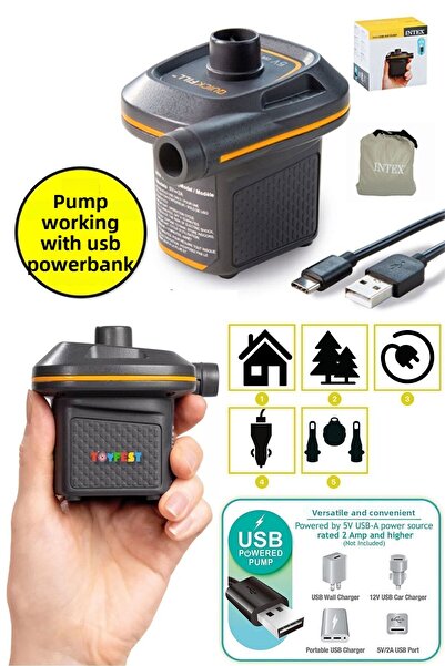 TOYFEST Mini pat portabil cu intrare USB și ieșire de energie - Pompă de umflare pentru piscină