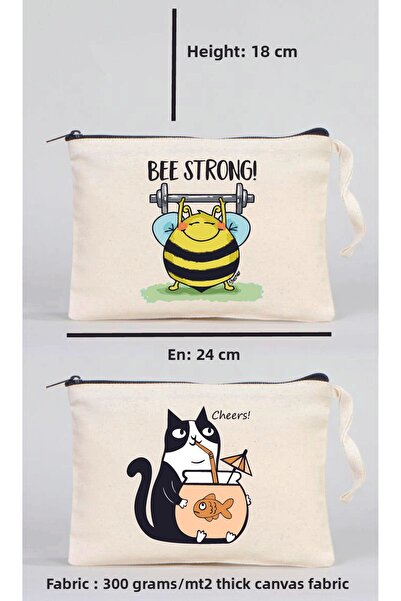 MODA حقيبة مكياج قماشية مطبوعة