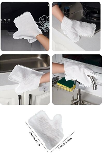 BEYZANA 10 قطع من قفازات تنظيف الأطباق السحرية ذات الوجهين لأثاث المطبخ والحمام