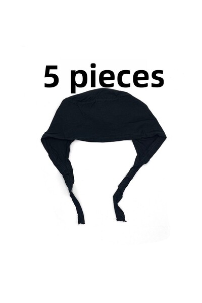 Generic Brand Pack of 5 Cotton Lightweight Black Bonnets Suitable for Daily Use