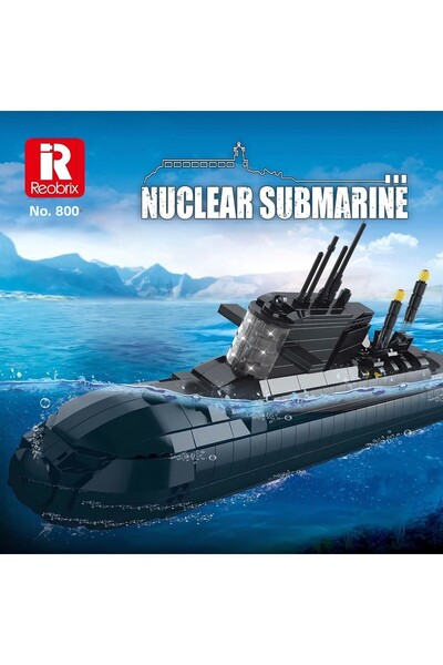 REOBRIX الغواصة النووية، مجموعة بناء الكتل الفنية، مع أضواء LED (1498 قطعة)