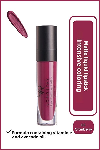Golden Rose أحمر شفاه سائل مطفي لونج ستاي رقم 05 كرانبيري - ليكيت مات روج